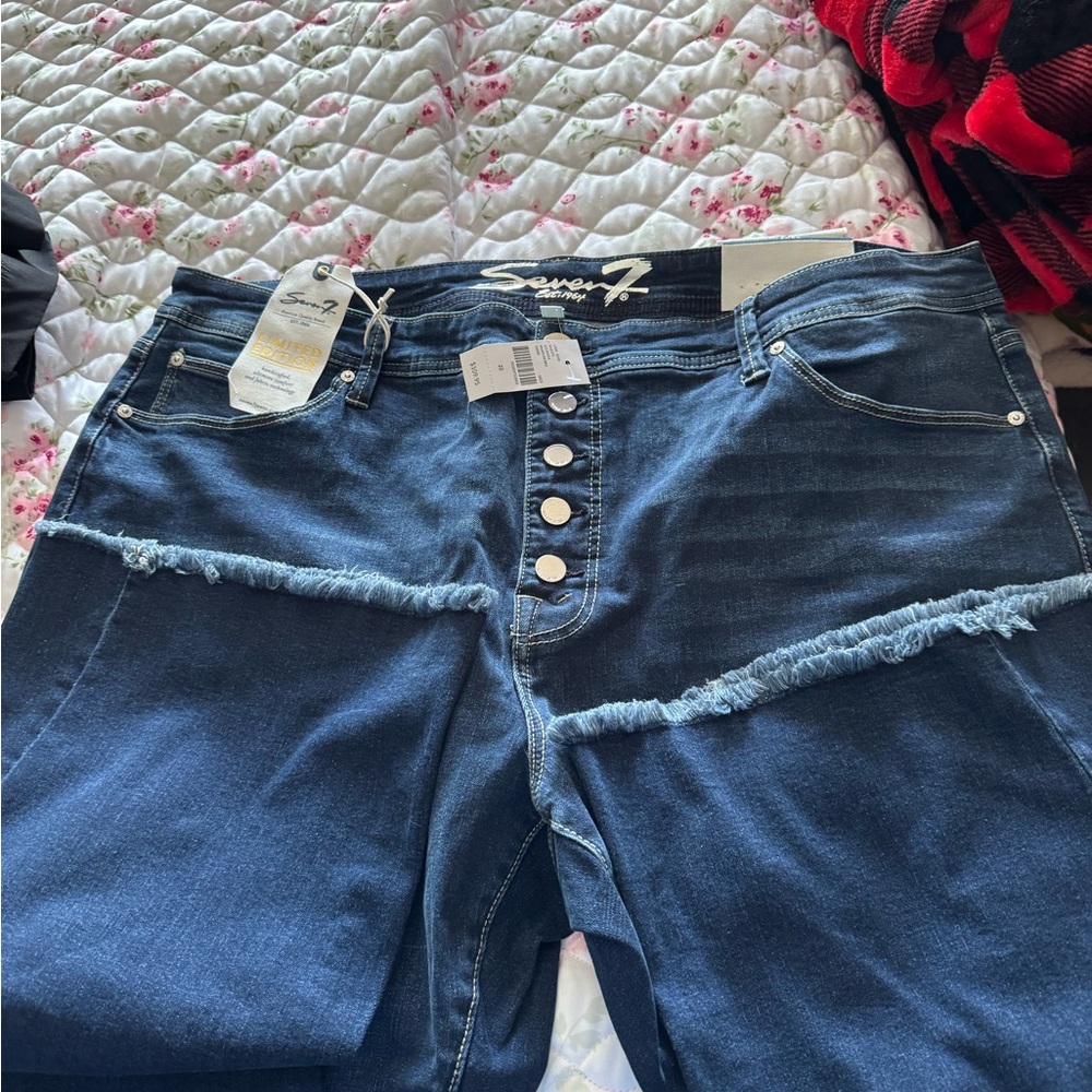 Seven7 Women's High Rise Dark Blue Jeans